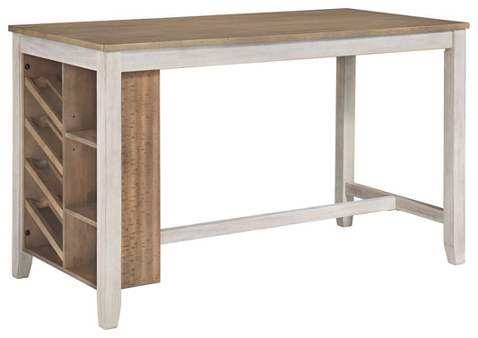 Skempton - White - Rectangular Counter Table With Storage - Hornell Furniture Outlet