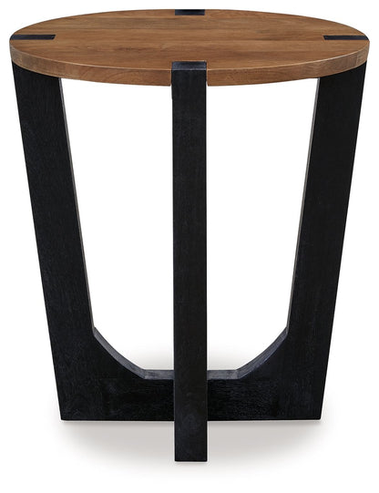 Hanneforth - Round End Table - Brown - Hornell Furniture Outlet