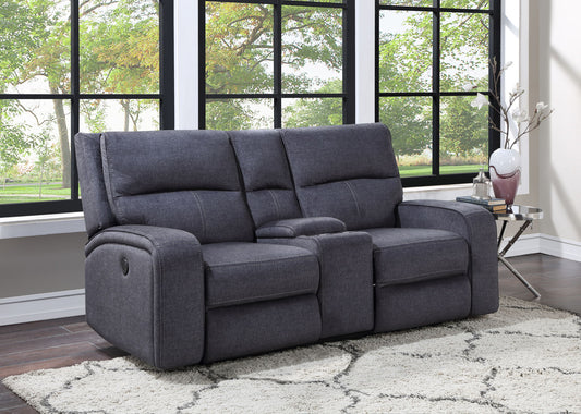 Lovell - Power Console Loveseat - Dark Gray - Hornell Furniture Outlet