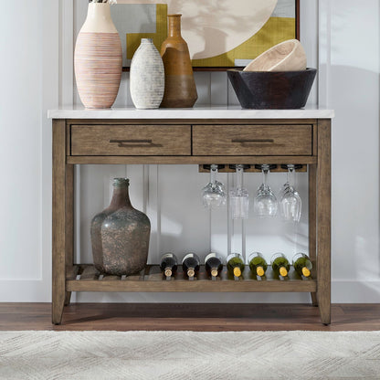 Edison - Server With Faux Marble Top - Brownstone - Hornell Furniture Outlet