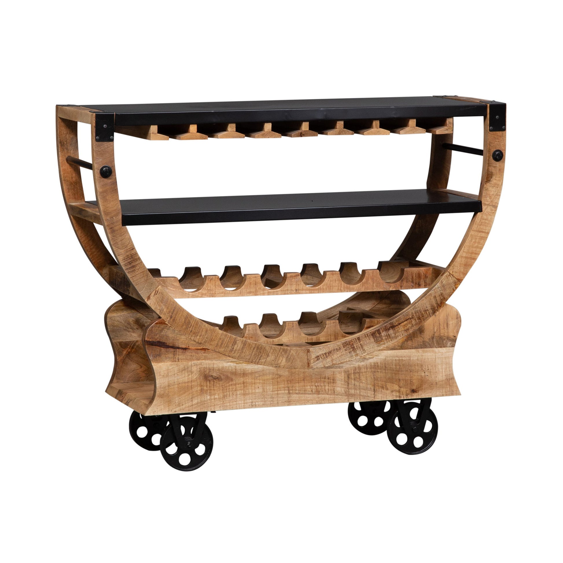 Danley - Accent Bar Trolley - Light Brown - Hornell Furniture Outlet