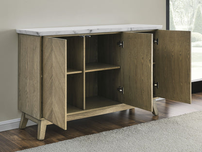 Vida - White Marble Top Server - Dark Brown - Hornell Furniture Outlet