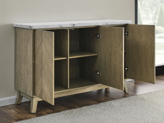 Vida - White Marble Top Server - Dark Brown - Hornell Furniture Outlet