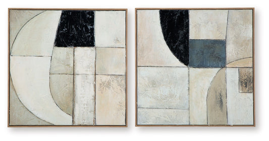 Bexlen - Tan / Taupe / Black - Wall Art Set (Set of 2) - Hornell Furniture Outlet