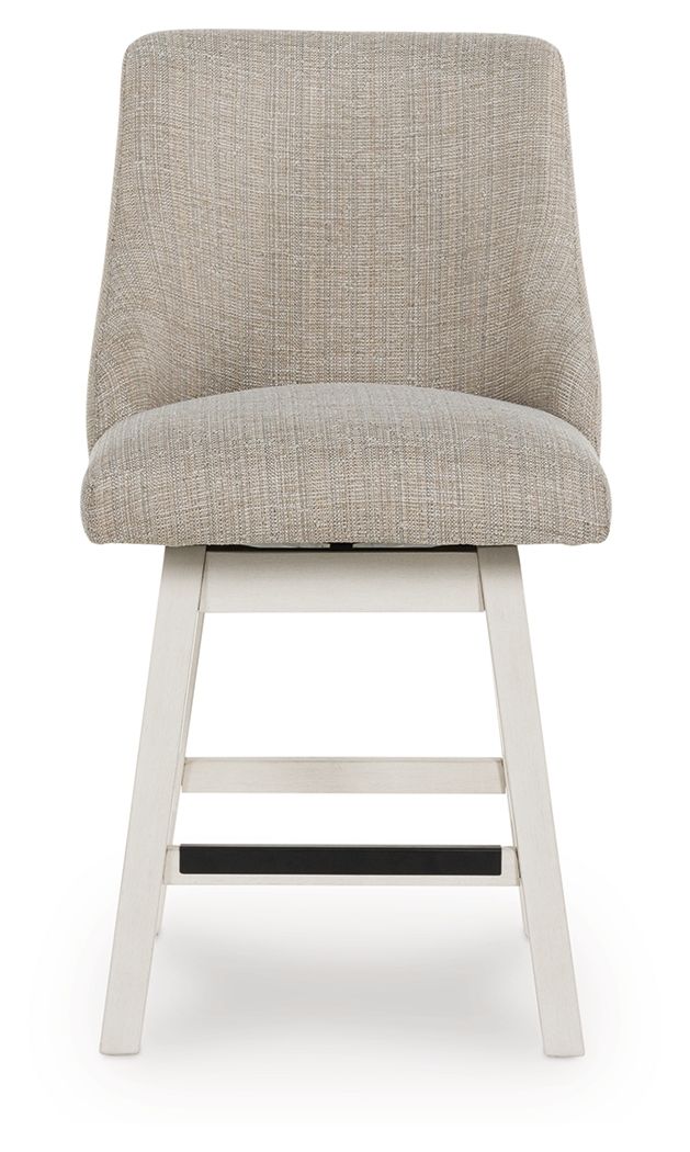 Robbinsdale - Antique White - Upholstered Swivel Curved Back Barstool (Set of 2) - Hornell Furniture Outlet