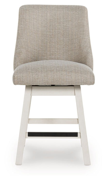 Robbinsdale - Antique White - Upholstered Swivel Curved Back Barstool (Set of 2) - Hornell Furniture Outlet