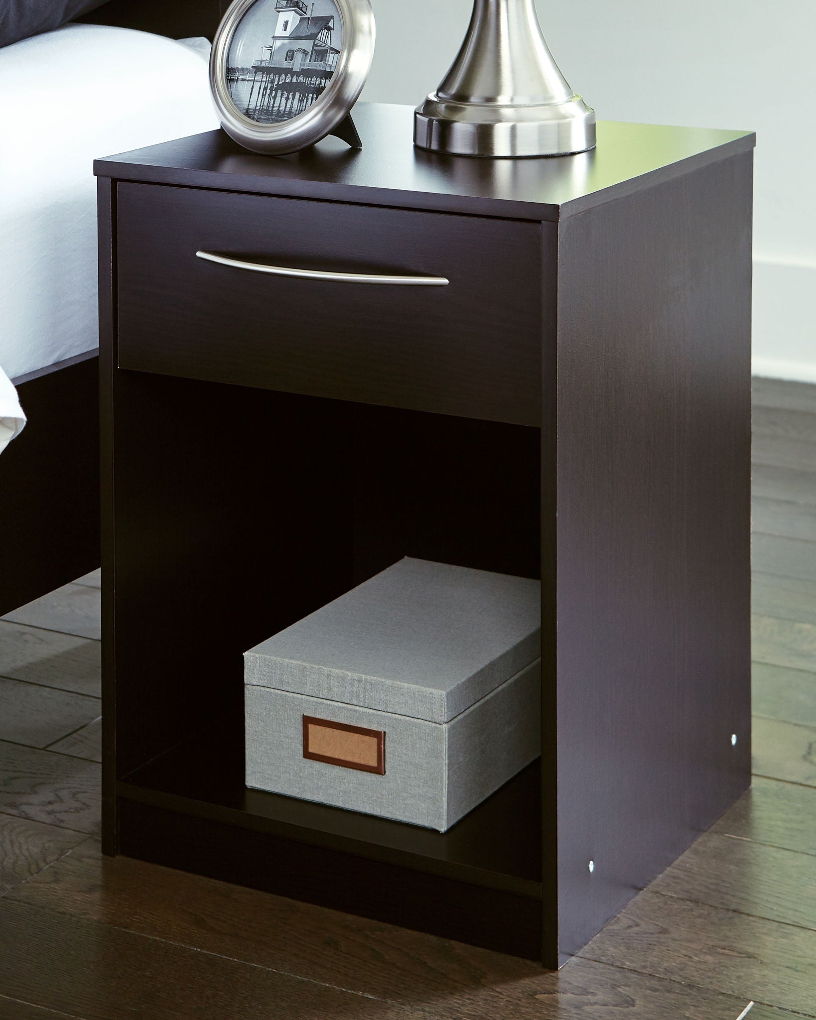 Finch - Black - One Drawer Night Stand - Hornell Furniture Outlet