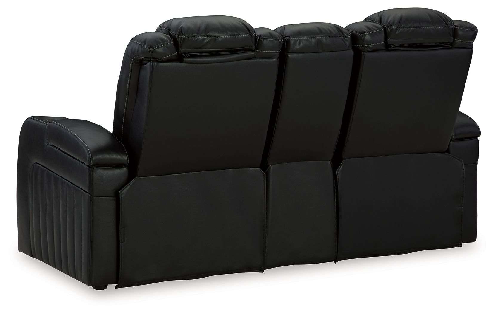 Caveman Den - Midnight - Power Reclining Loveseat with Console/ Adj Hdrst - Hornell Furniture Outlet