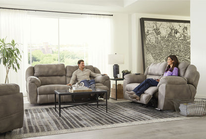 Flynn - Power Lay Flat Reclining Sofa Power Adjustable Headrest & Lumbar And Dual Heat & Massage - Fig - Hornell Furniture Outlet