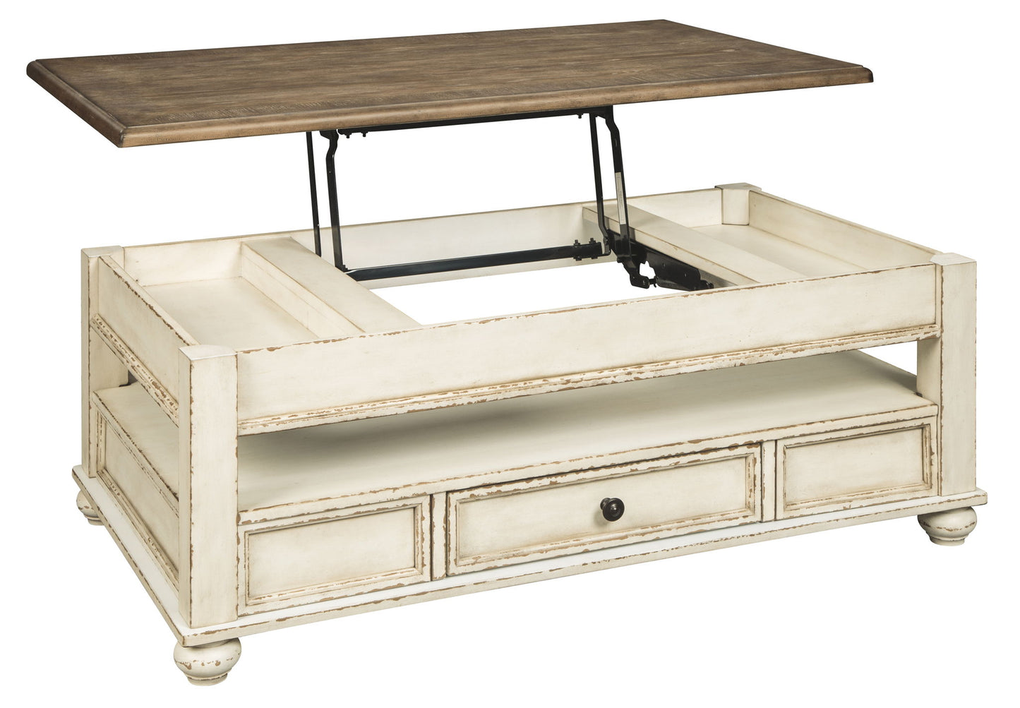 Realyn - White / Brown - Lift Top Cocktail Table - Hornell Furniture Outlet