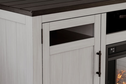 Darborn - Gray / Brown - 88" TV Stand With Electric Infrared Fireplace Insert - Hornell Furniture Outlet