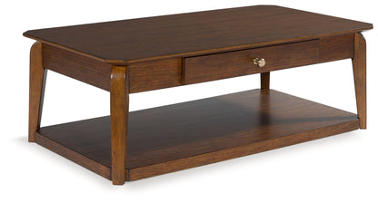 Trenmour - Medium Brown - Rectangular Cocktail Table - Hornell Furniture Outlet