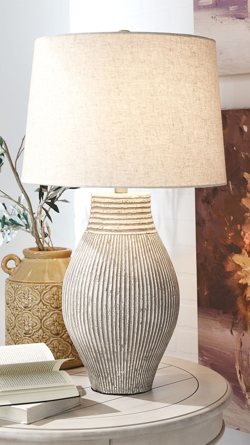 Layal - Beige - Paper Table Lamp - Hornell Furniture Outlet