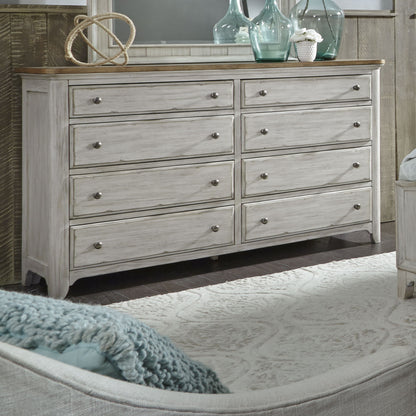 Farmhouse Reimagined - 8 Drawer Dresser - White - Hornell Furniture Outlet