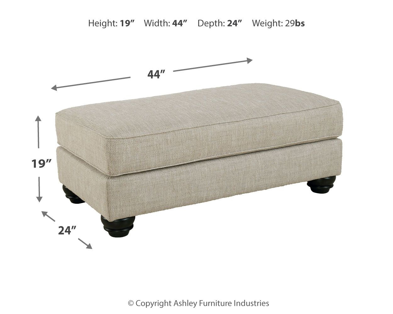 Asanti - Fog - Ottoman - Hornell Furniture Outlet