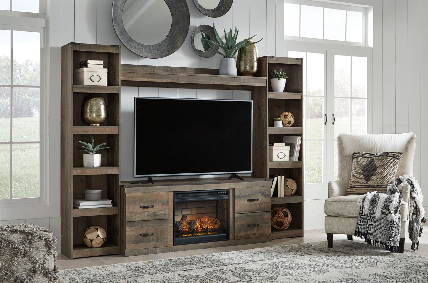 Trinell - 4 - Piece Entertainment Center With 60" TV Stand - Hornell Furniture Outlet