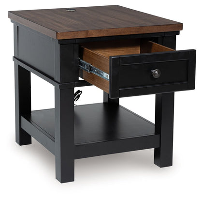 Wildenauer - Brown / Black - Rectangular End Table - Hornell Furniture Outlet