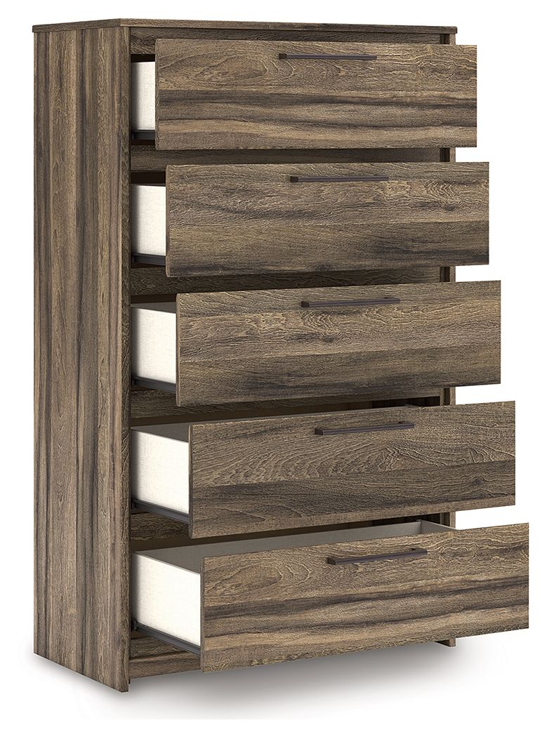 Elbrim - Brown - Five Drawer Chest - Hornell Furniture Outlet