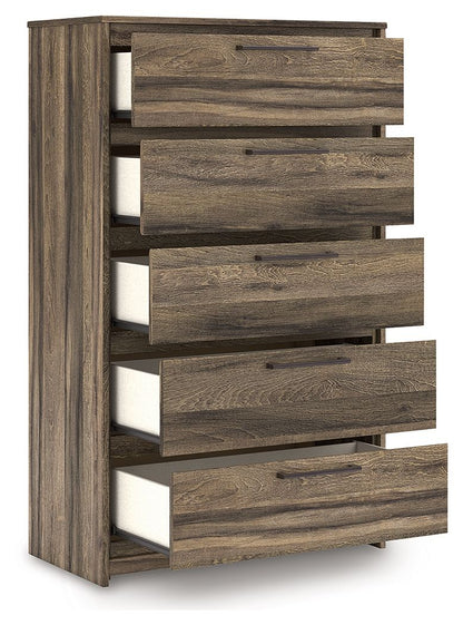Elbrim - Brown - Five Drawer Chest - Hornell Furniture Outlet