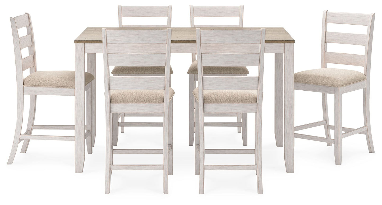 Skempton - White / Light Brown - Counter Height Dining Table and Bar Stools (Set of 7) - Hornell Furniture Outlet
