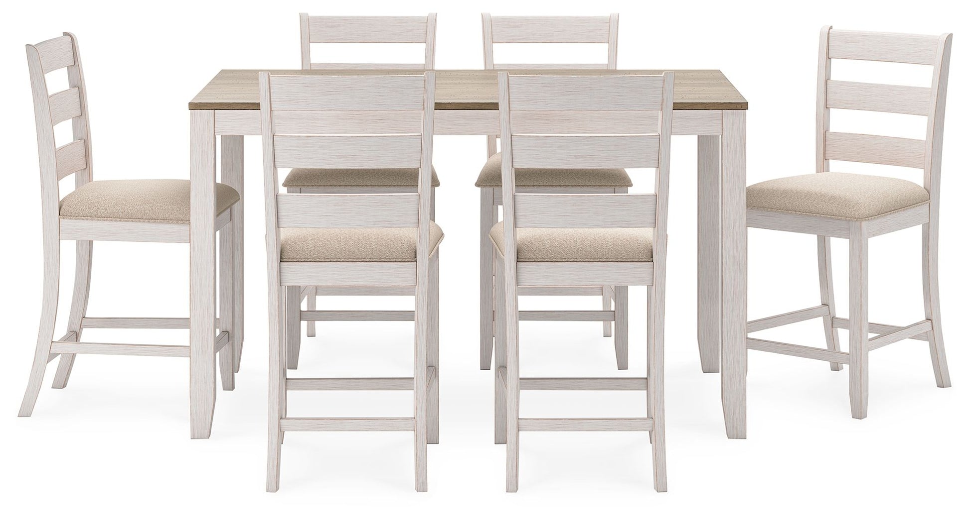 Skempton - White / Light Brown - Counter Height Dining Table and Bar Stools (Set of 7) - Hornell Furniture Outlet