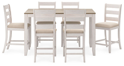 Skempton - White / Light Brown - Counter Height Dining Table and Bar Stools (Set of 7) - Hornell Furniture Outlet