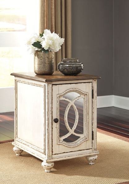Realyn - White / Brown - Chair Side End Table - Insert Mirror - Hornell Furniture Outlet