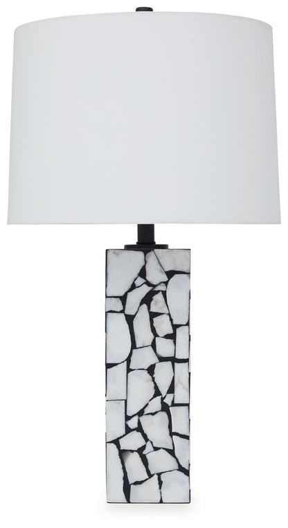 Macaria - White / Black - Marble Table Lamp - Hornell Furniture Outlet