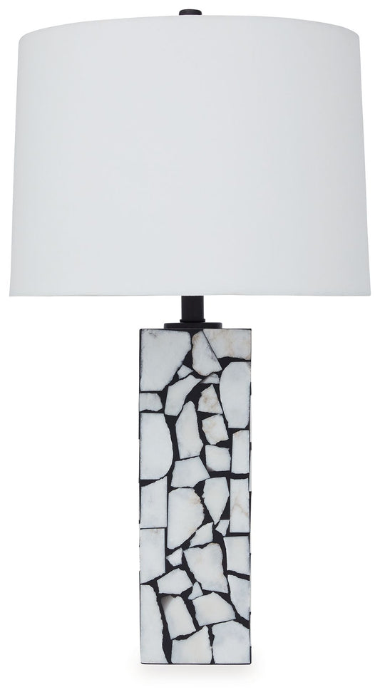 Macaria - White / Black - Marble Table Lamp - Hornell Furniture Outlet