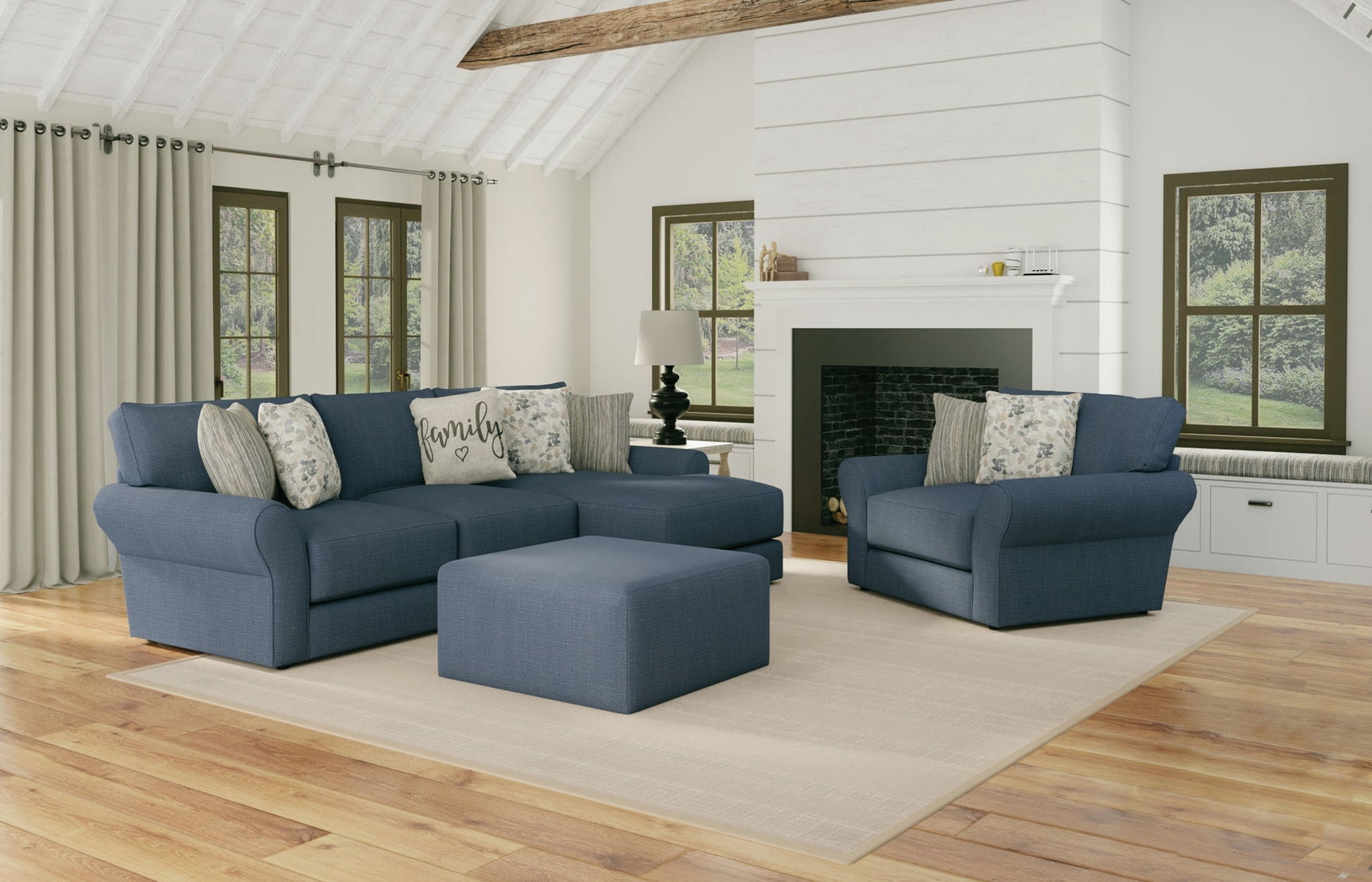 Cape May - Cocktail Ottoman - Denim - Hornell Furniture Outlet
