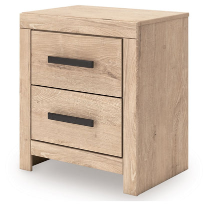Sanginlane - Tan - Two Drawer Night Stand - Hornell Furniture Outlet