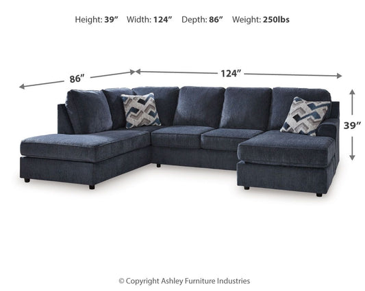 Albar Place - 2-Piece Sectional With Raf Sofa Chaise - Cobalt