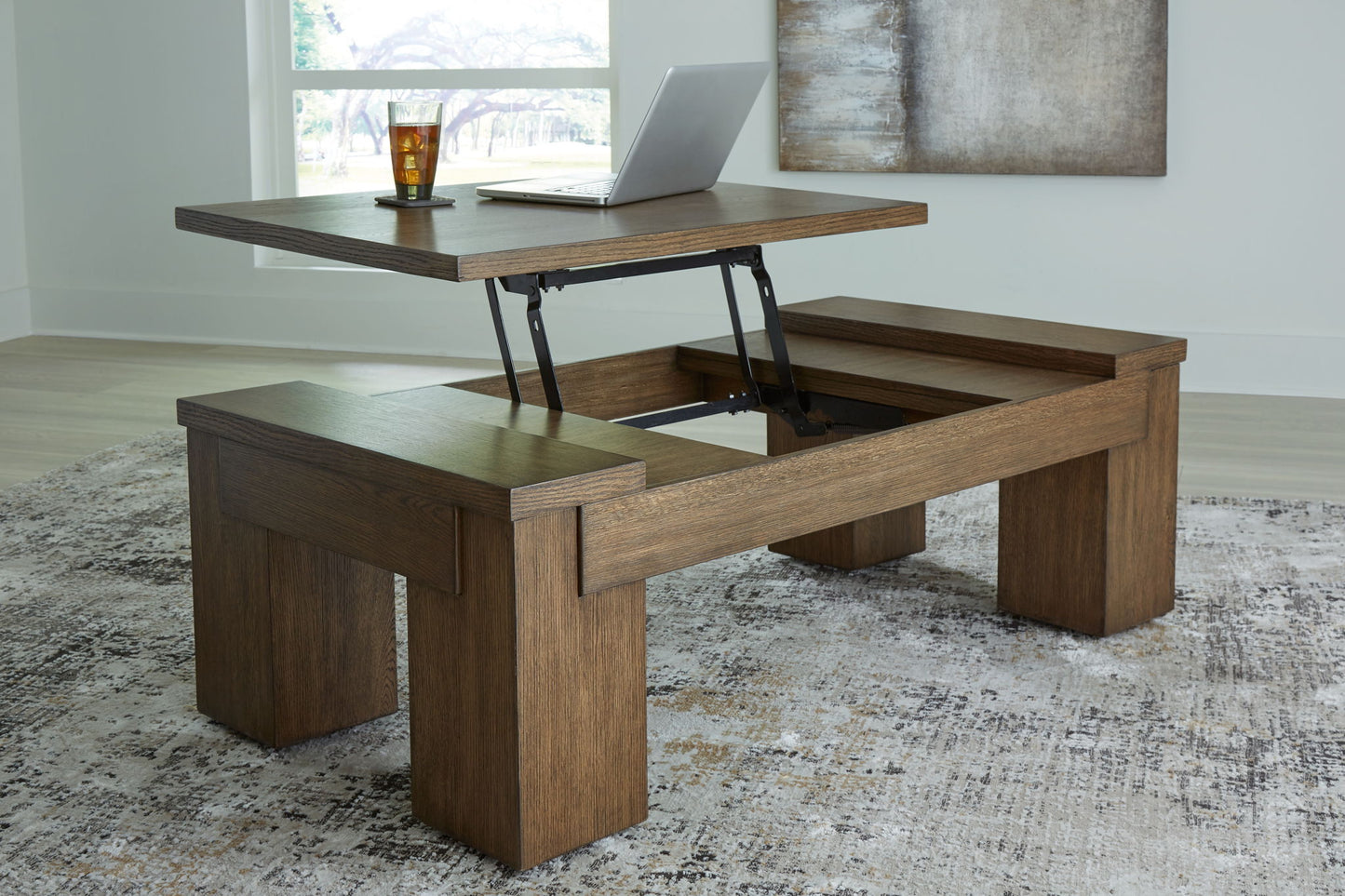 Rosswain - Warm Brown - Lift Top Cocktail Table - Hornell Furniture Outlet