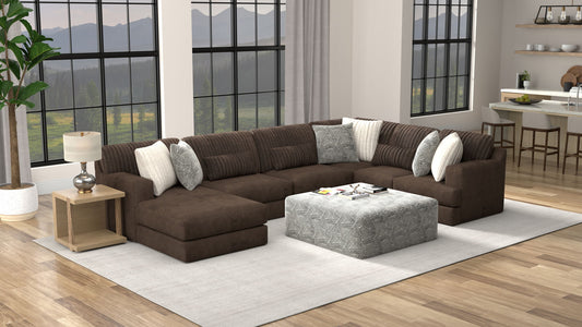 Logan - Cocktail Ottoman - Chocolate Brown - Hornell Furniture Outlet