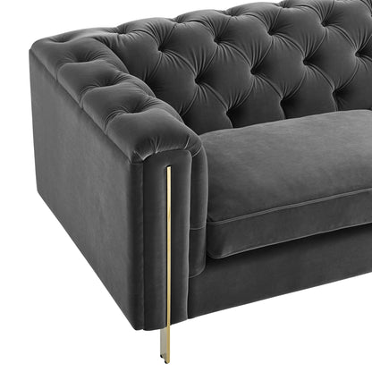Charlene - Velvet Button Tufted Sofa - Hornell Furniture Outlet