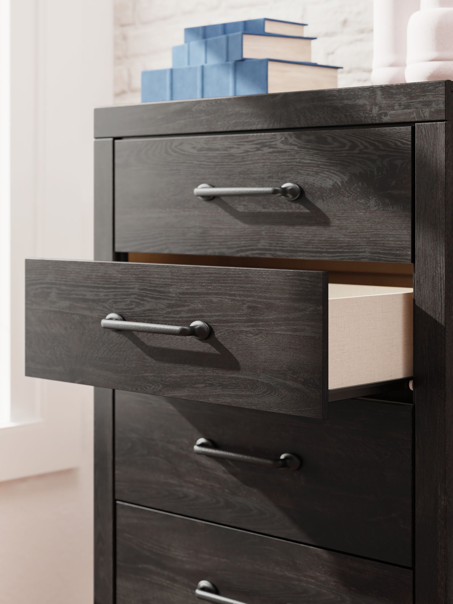 Hollivern - Dark Gray - Five Drawer Chest - Hornell Furniture Outlet