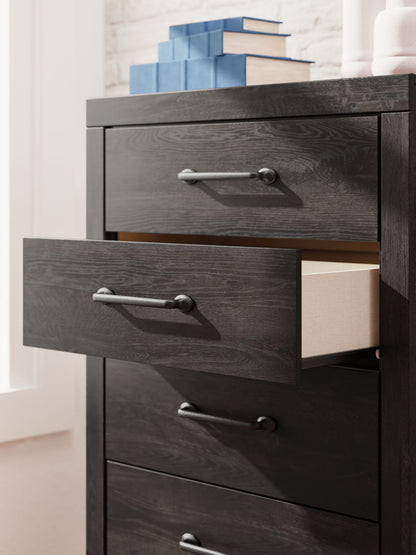 Hollivern - Dark Gray - Five Drawer Chest - Hornell Furniture Outlet
