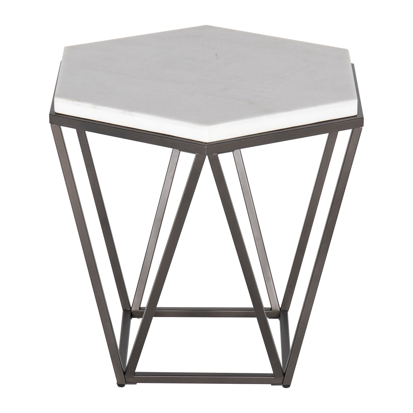 Corvus - End Table With Marble Top Hexagon - White - Hornell Furniture Outlet