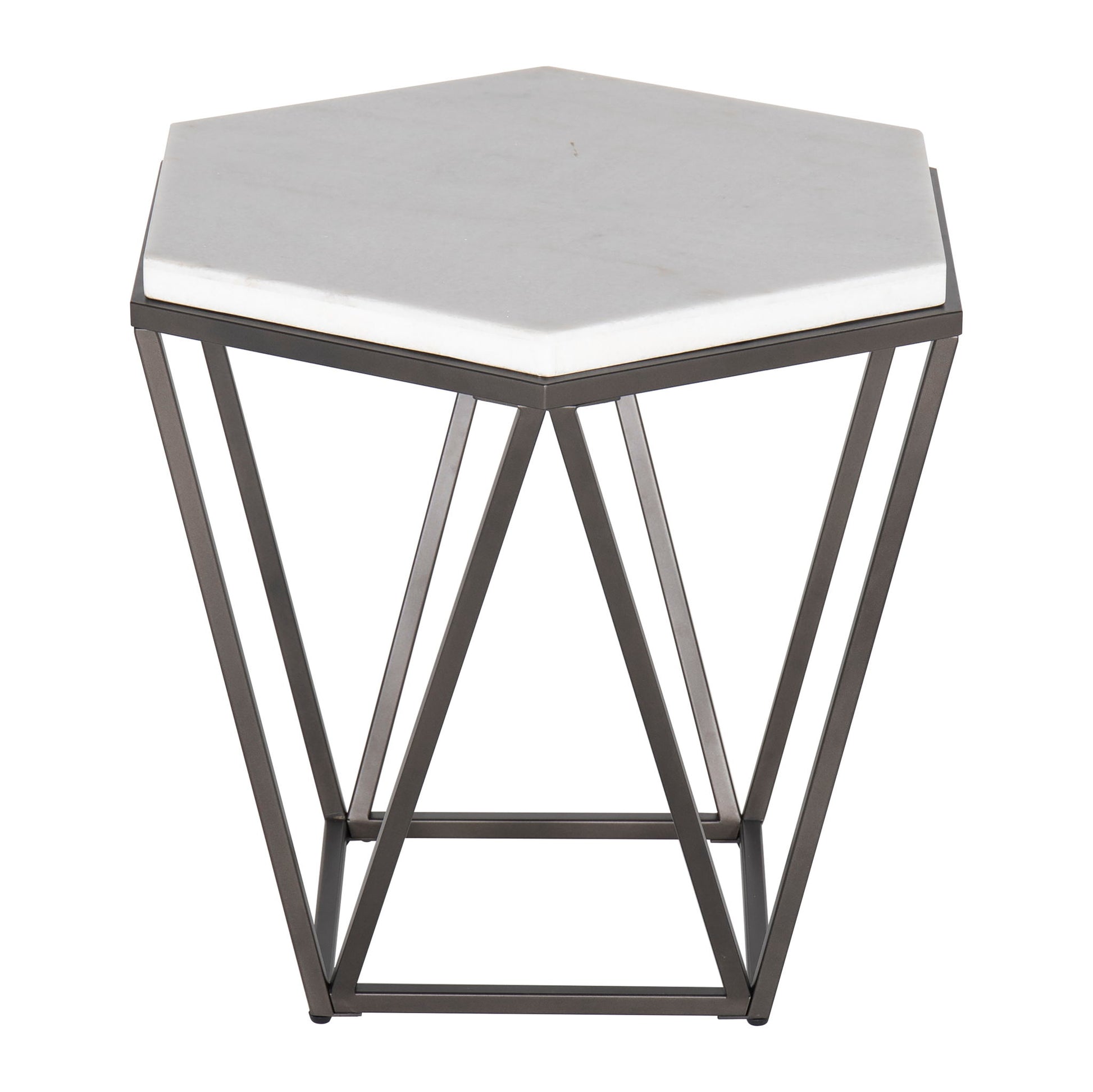 Corvus - 3 Piece Table Set - White Marble Hexagon - Hornell Furniture Outlet