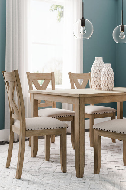 Sanbriar - Light Brown - RECT DRM Table Set (Set of 7) - Hornell Furniture Outlet