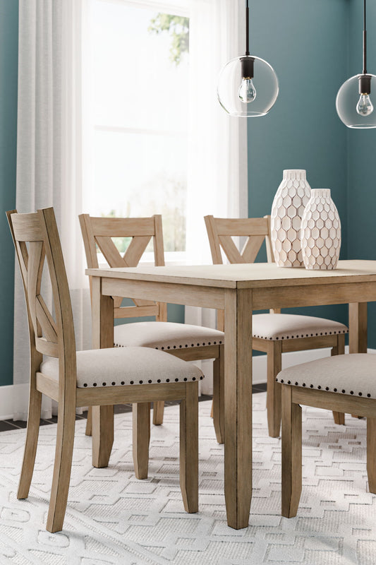 Sanbriar - Light Brown - RECT DRM Table Set (Set of 7) - Hornell Furniture Outlet