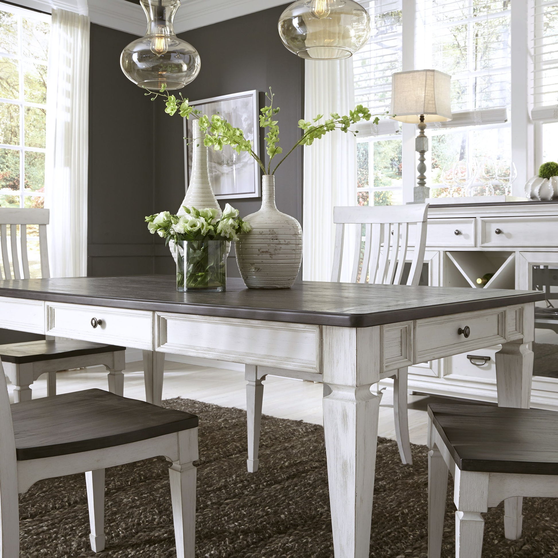 Allyson Park - Rectangular Leg Table - Dark Brown - Hornell Furniture Outlet