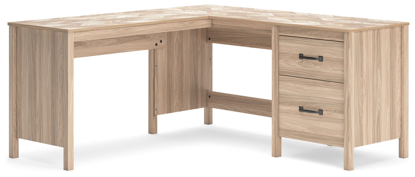 Battelle - Tan - 60" Home Office Desk With Return - Hornell Furniture Outlet