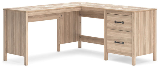 Battelle - Tan - 60" Home Office Desk With Return - Hornell Furniture Outlet