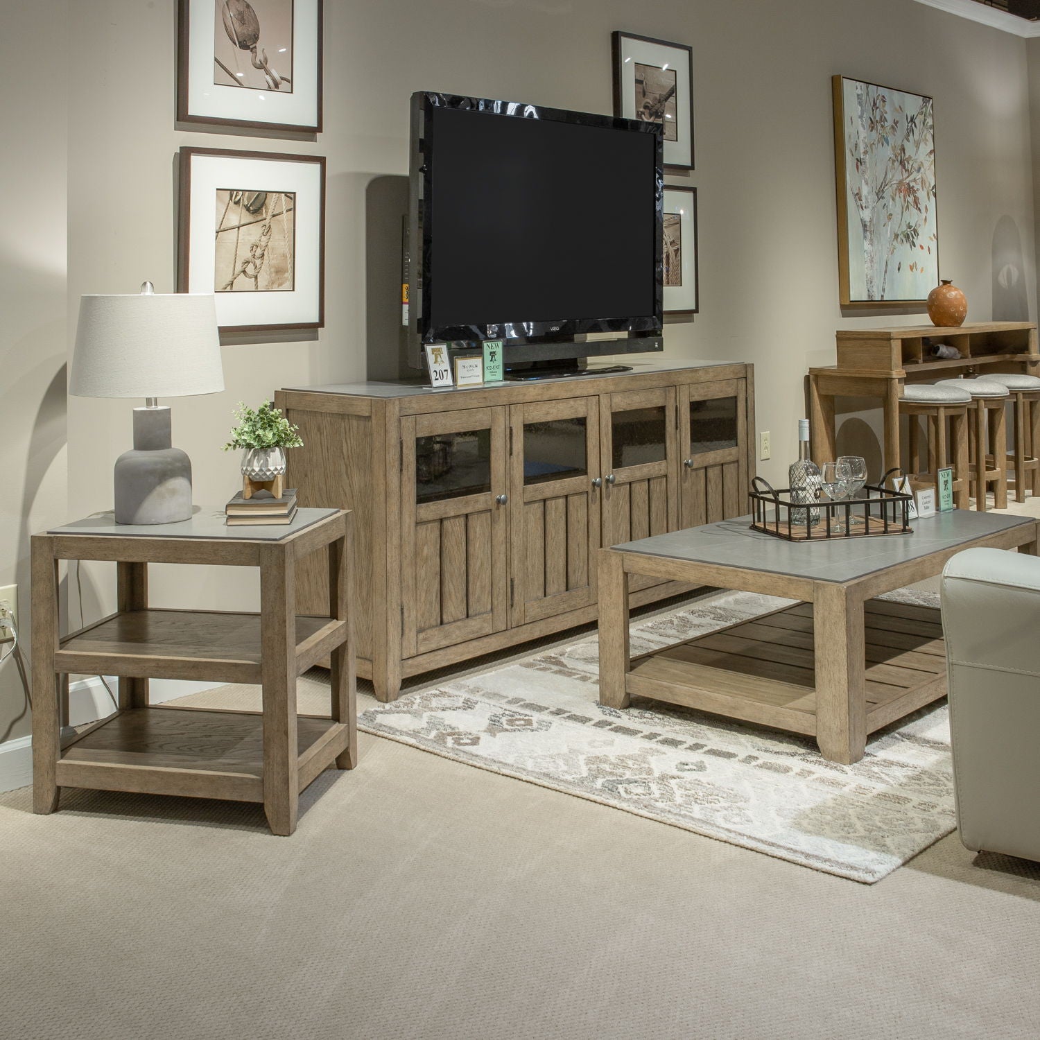 Millstone - 3 Piece Set (1 Cocktail 2 End Tables) - Light Brown - Hornell Furniture Outlet