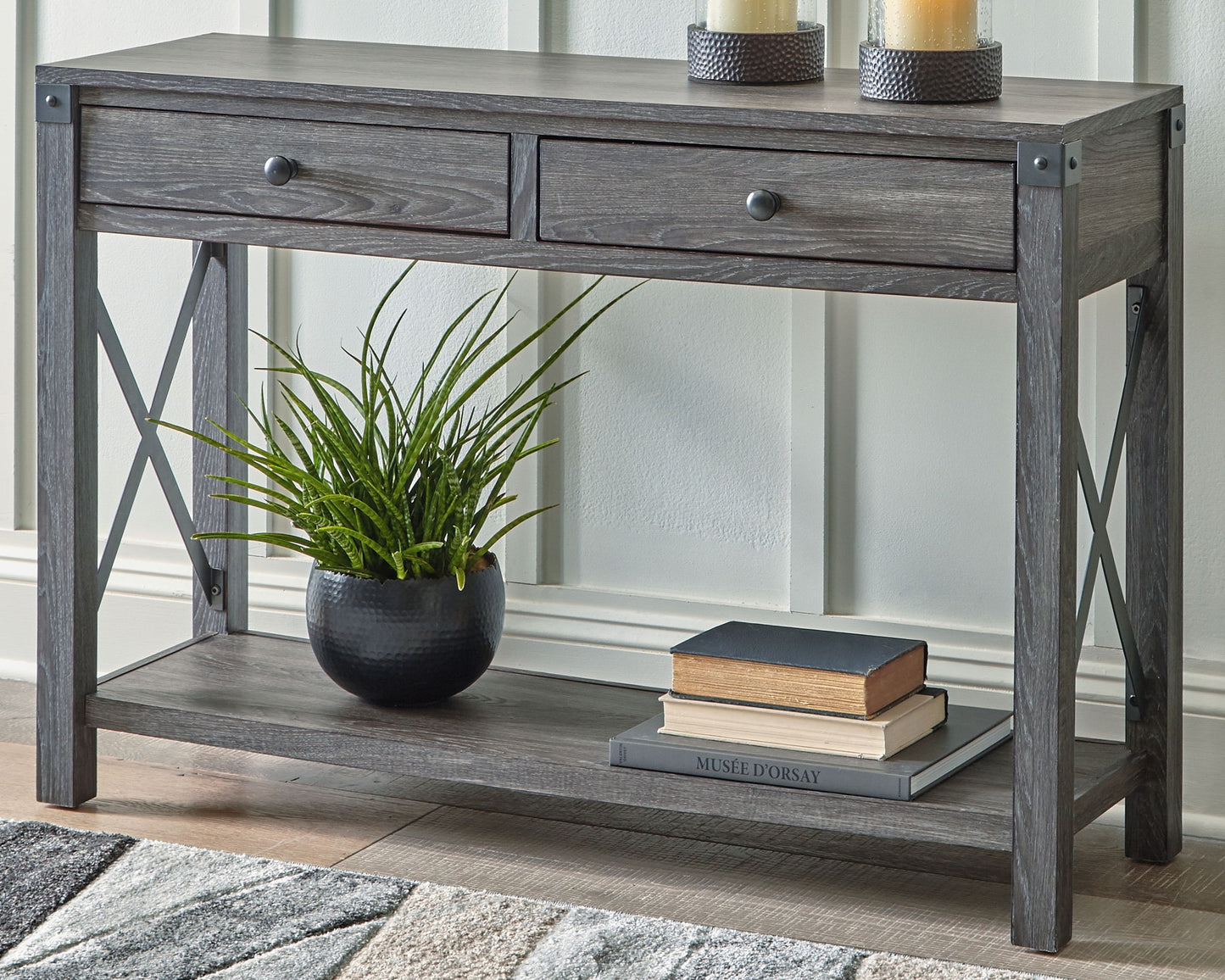 Freedan - Grayish Brown - Console Sofa Table - Hornell Furniture Outlet
