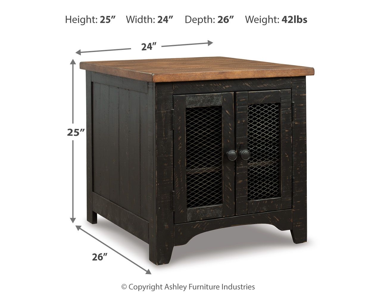 Valebeck - Rectangular End Table - Black / Brown - Hornell Furniture Outlet