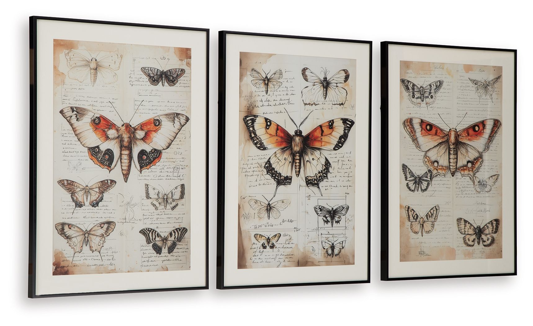 Jossletts - Orange / Black / Ivory - Wall Art Set (Set of 3) - Hornell Furniture Outlet