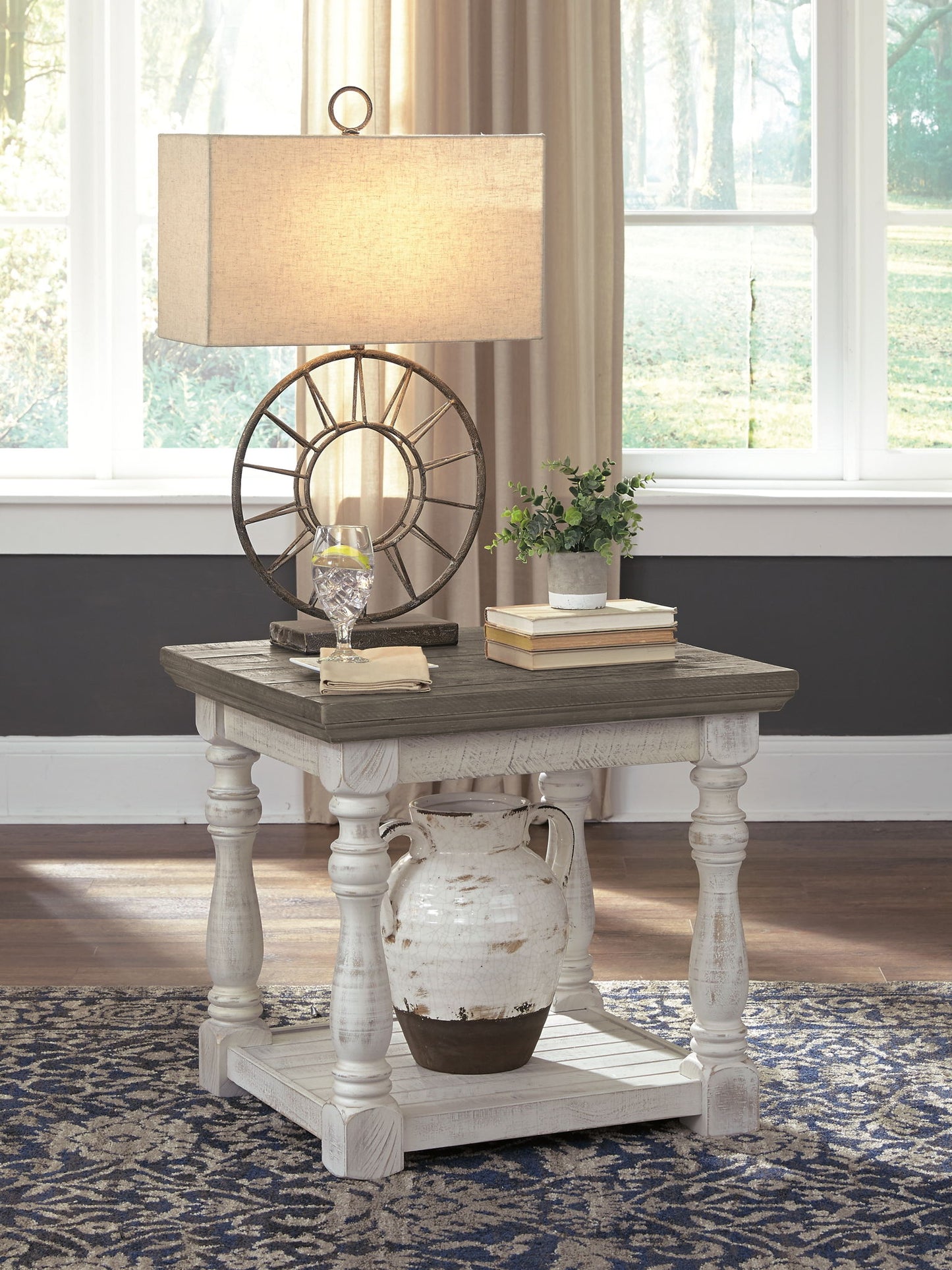 Havalance - Rectangular End Table - Gray / White - Hornell Furniture Outlet