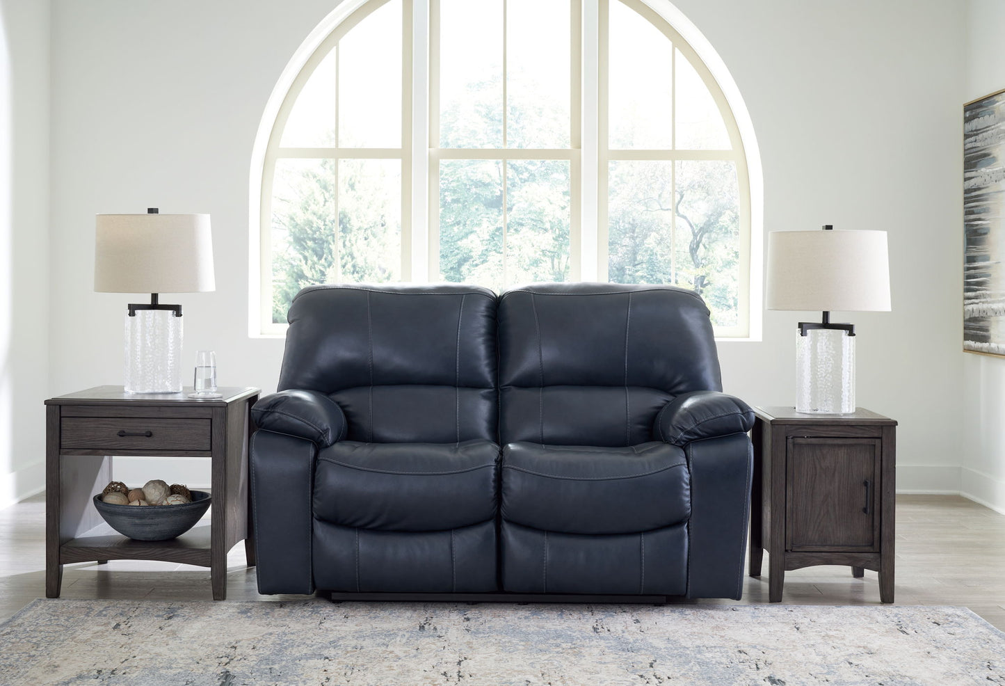 Leesworth - 3 Pc. - Power Reclining Sofa, Power Reclining Loveseat, Power Rocker Recliner - Ocean - Hornell Furniture Outlet